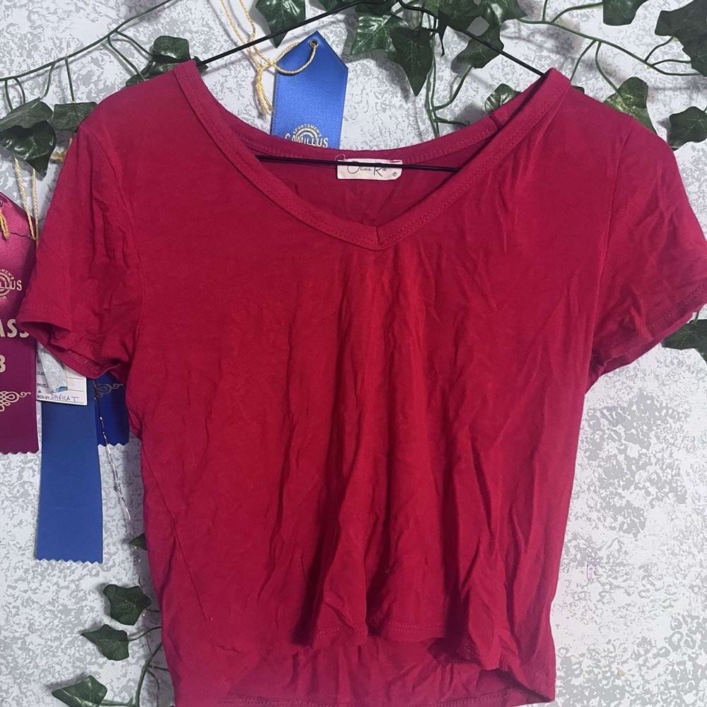Women's Red V-Neck Top